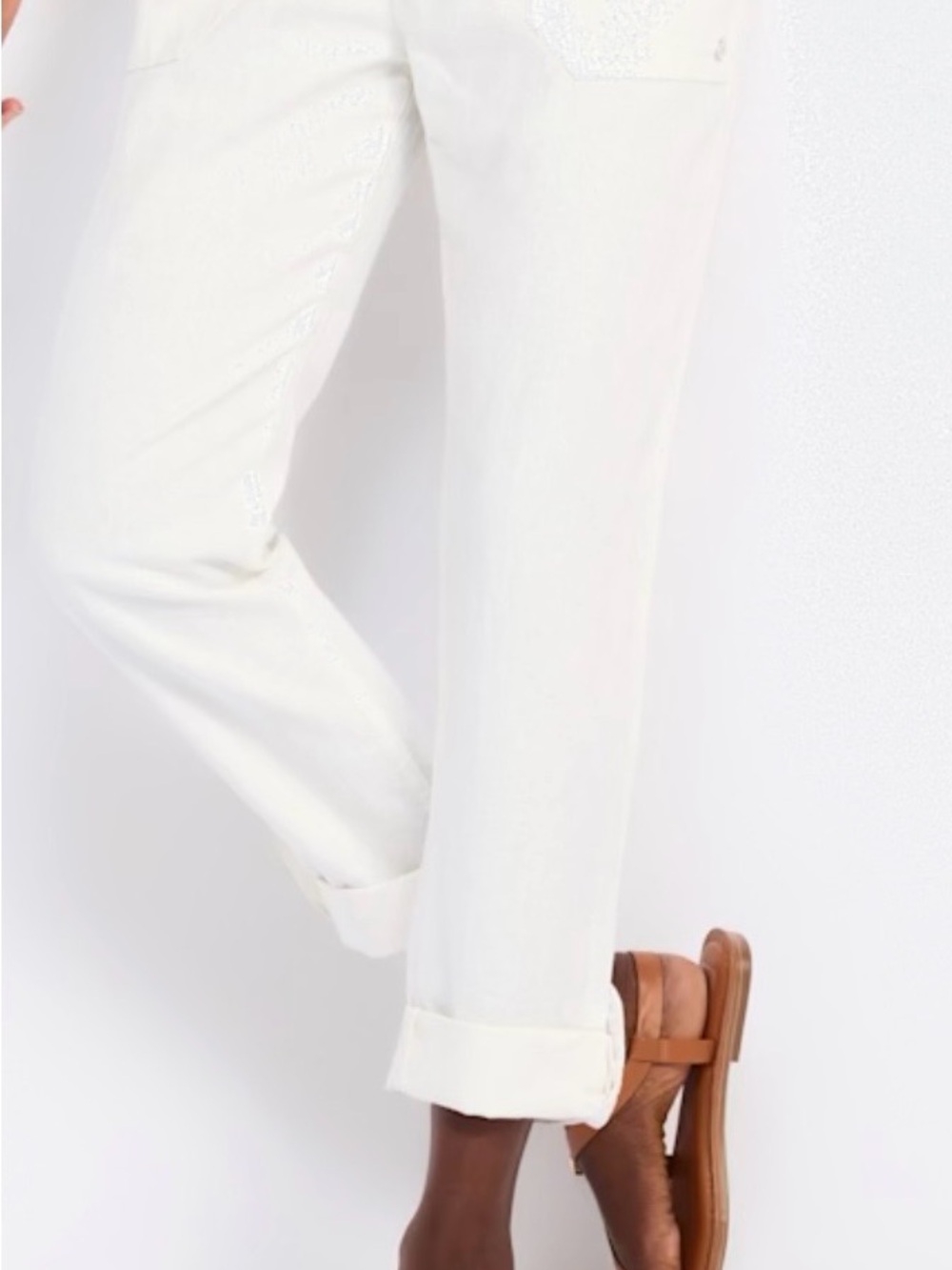 Roxy White Linen-blend Drawstring Pants